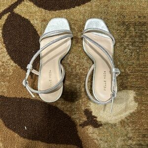 Pelle Moda Silver Strap Rhinestone Heel Size 7